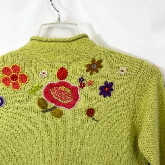 Susan Bristol Small Sweater Green Floral Long Sleeve Pullover Y2K Cottagecore196 - Picture 8 of 10